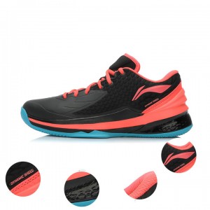 Li-Ning Shadow Walker Low Mens Professional Basketball Shoes - Black/Red/Blue