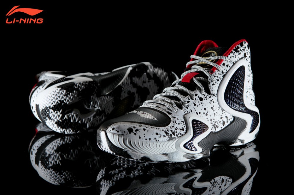Li-Ning Phantom Flyer Mens Professional Basketball Shoes - Black/White/Gold