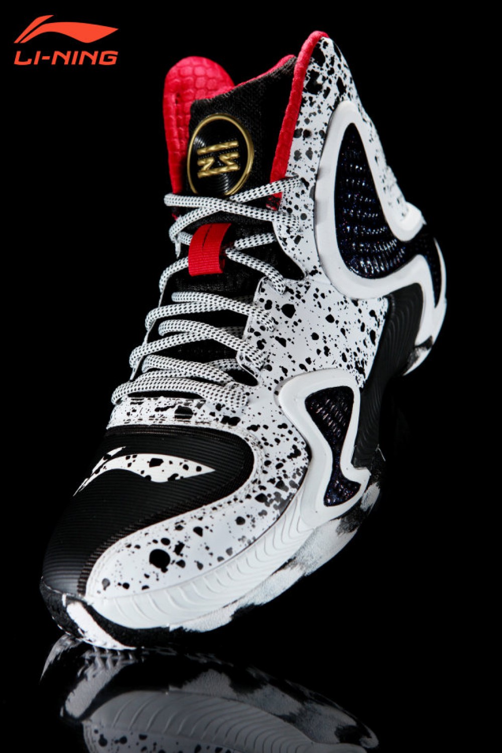 Li-Ning Phantom Flyer Mens Professional Basketball Shoes - Black/White/Gold