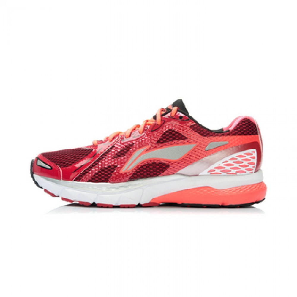 Li-Ning Men's High-Tech Damping Stability Running Shoes - Red/Orange/Silver/Grey/White 