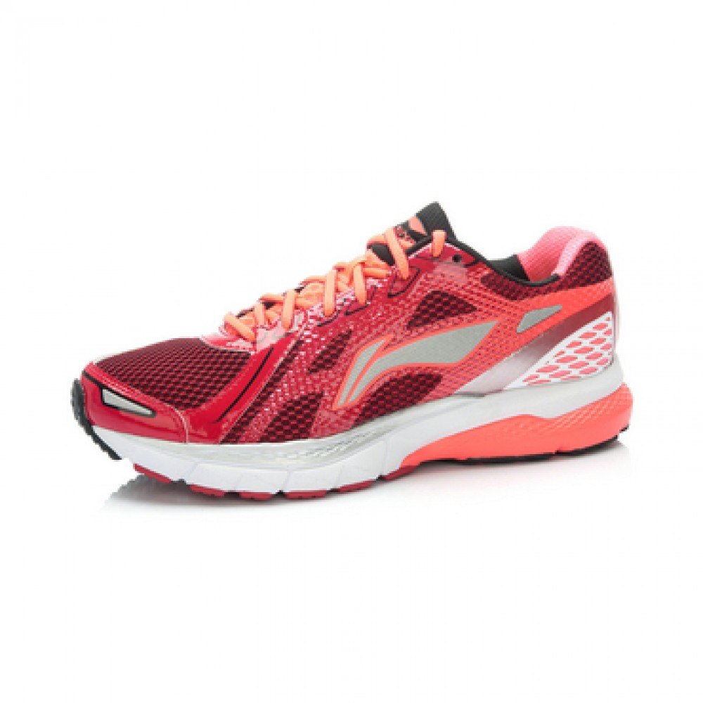 Li-Ning Men's High-Tech Damping Stability Running Shoes - Red/Orange/Silver/Grey/White 