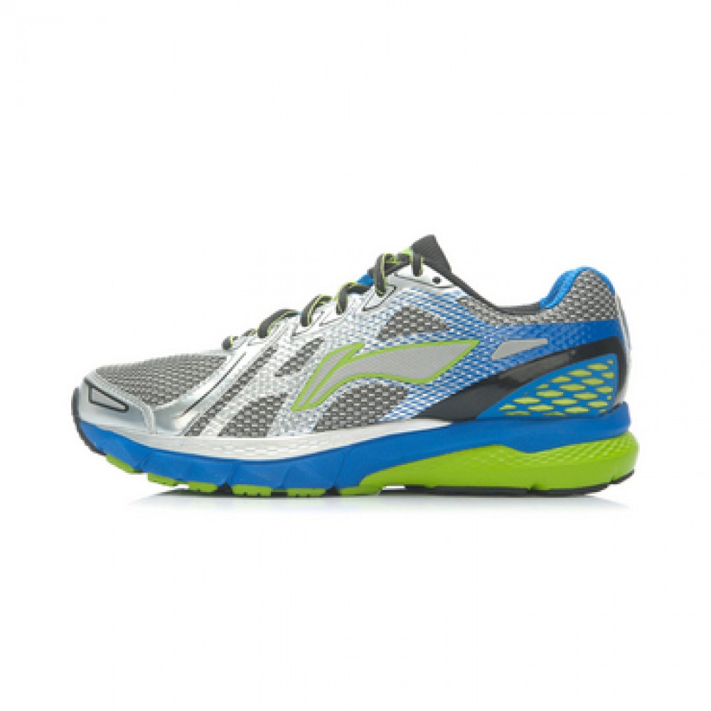 Li-Ning Men's High-Tech Damping Stability Running Shoes - Silver/Blue/Grey/Black/Green 