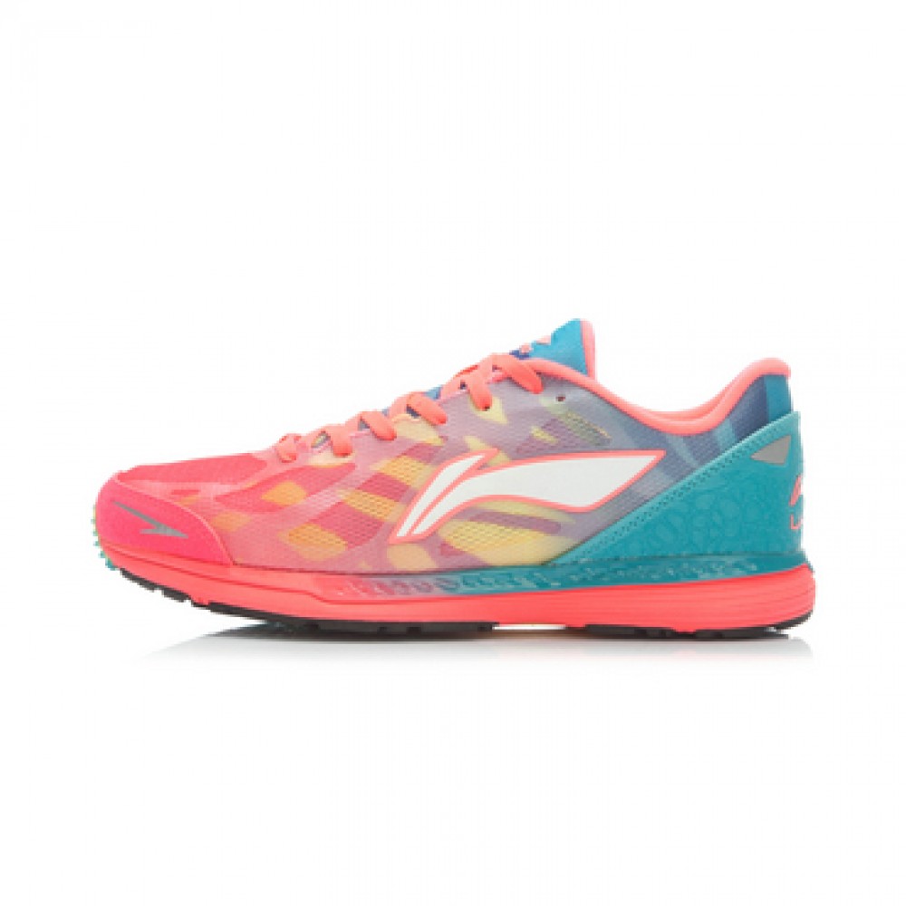 Li-Ning Cloud-Horse Women's Lightweight Running Shoes-Bright Fluorescent Red/Butterfly Blue
