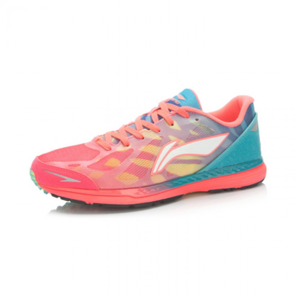 Li-Ning Cloud-Horse Women's Lightweight Running Shoes-Bright Fluorescent Red/Butterfly Blue