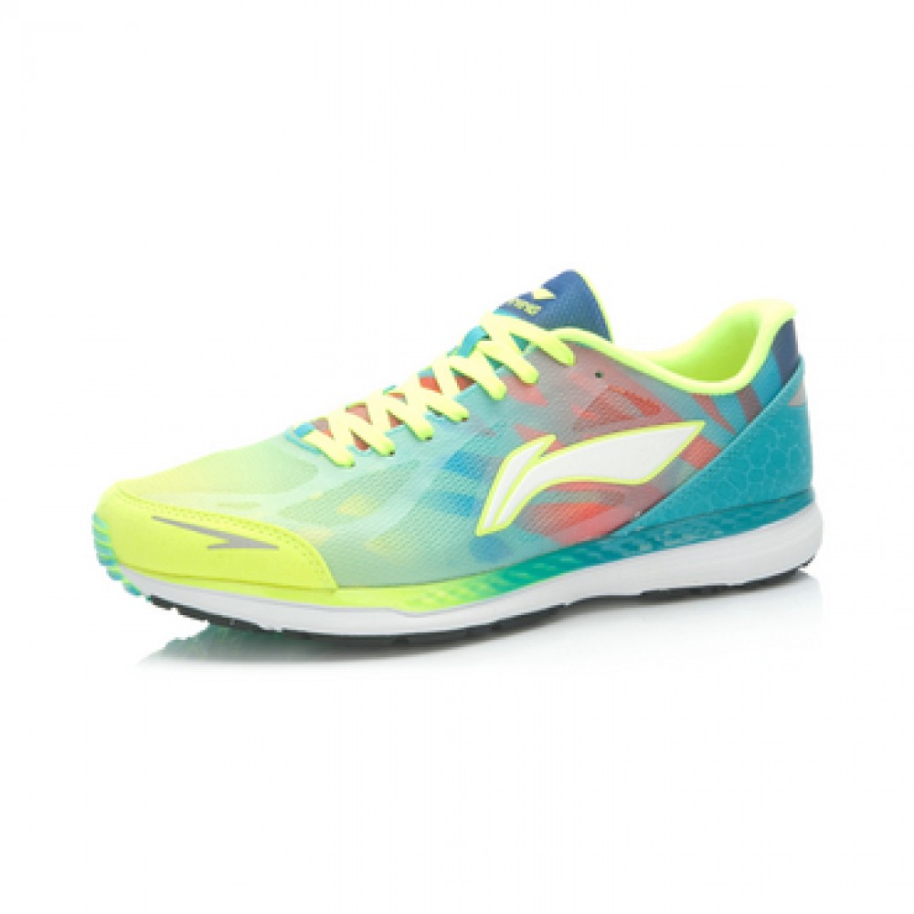 Li-Ning Cloud Horse men's Lightweight Running Shoes - Bright Fluorescent Green/Butterfly Blue 