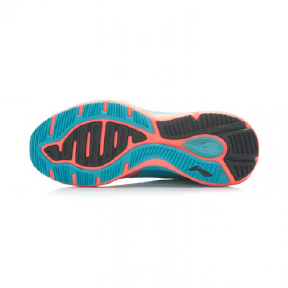 Li-Ning Women's Second Generation Damping Running Shoes-Bright Fluorescent Green/Butterfly Blue/Bright Fluorescent Red 
