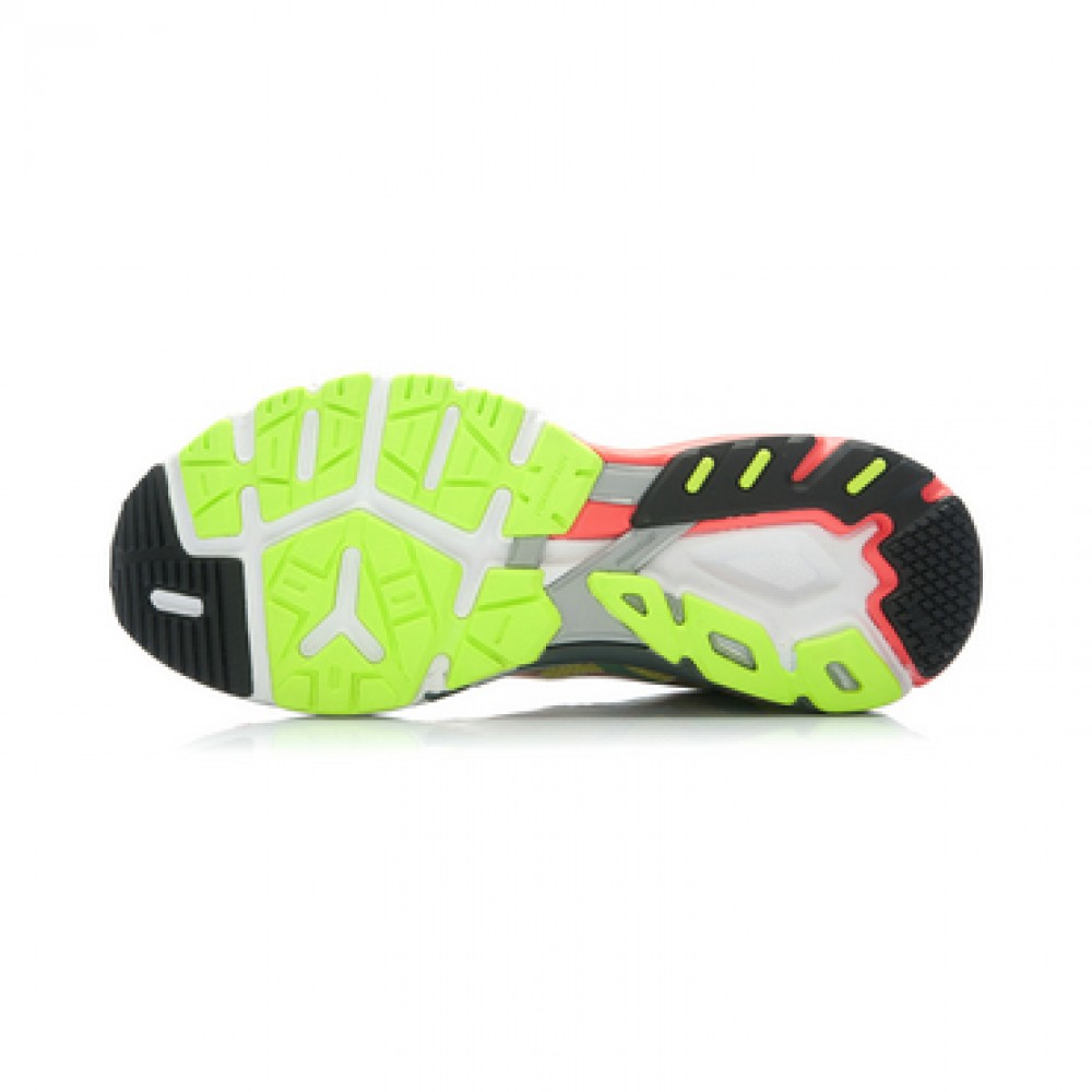 Li-Ning Women's High-Tech Damping Stability Running Shoes-Bright Fluorescent Red/Bright Fluorescent Green/White 