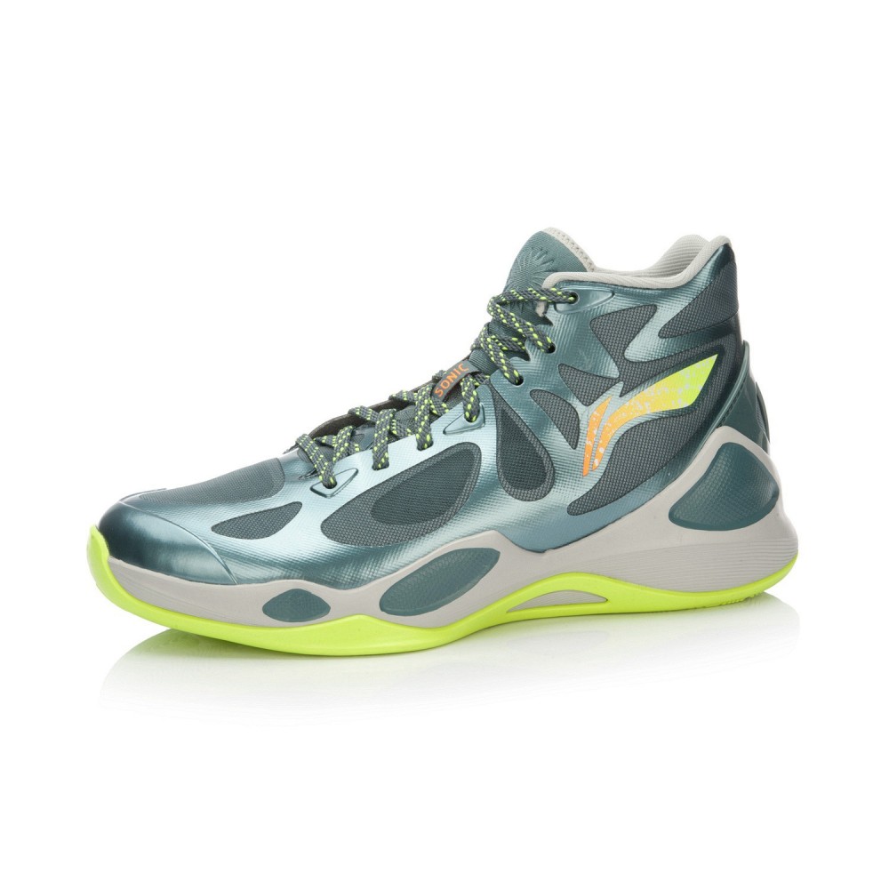 Li-Ning BB Lite Sonic 4 2016 CBA Professional Basketball Shoes - Storm Grey/Bright Green