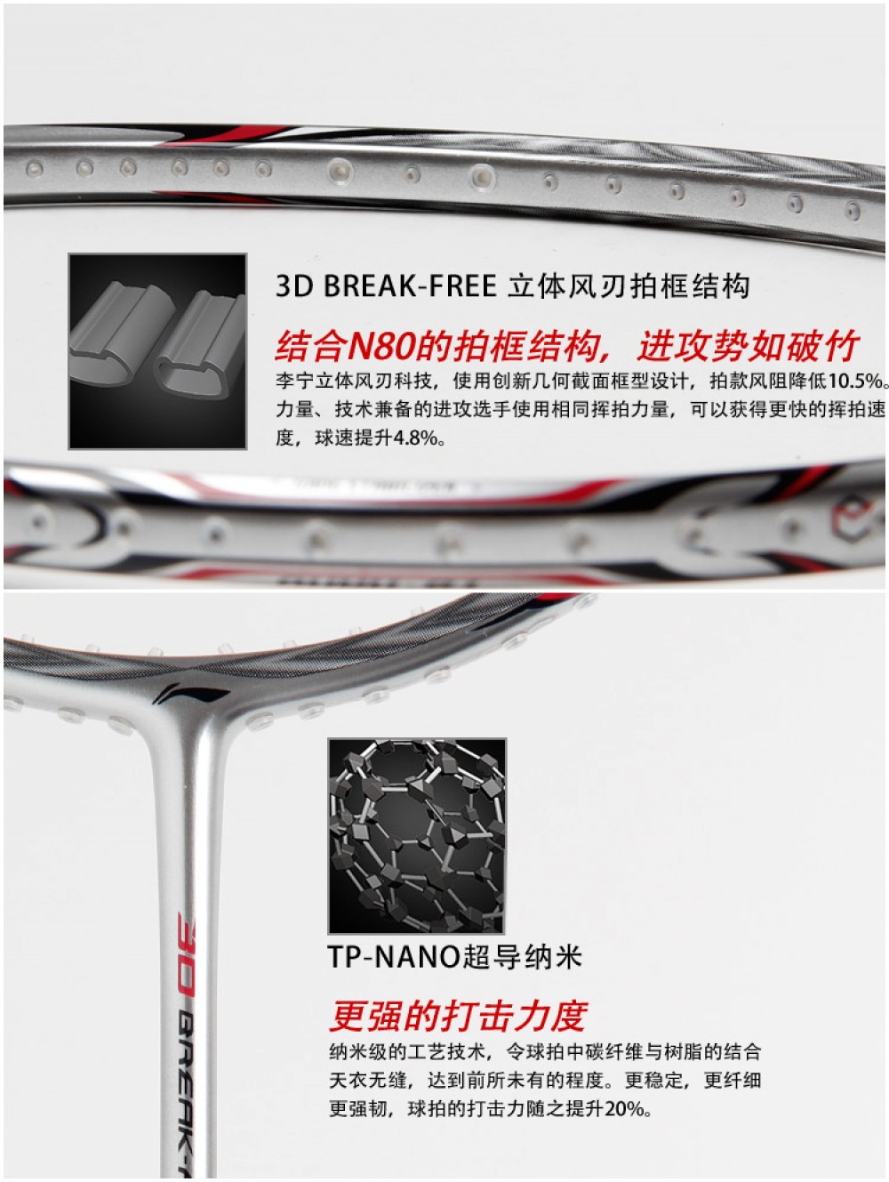 Li-Ning 80TD 3D Breakfree Badminton Racket