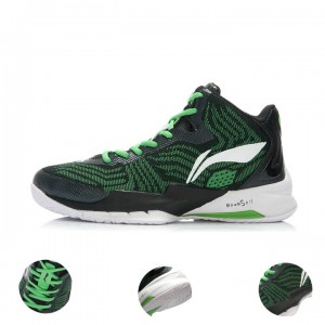 Li-Ning X CBA Equipment Pirate 1.5 Professional Basketball Shoes - Black/White/Green