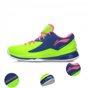 Li-Ning Shadow Walker Low Mens Professional Basketball Shoes - Pink/Green/Blue