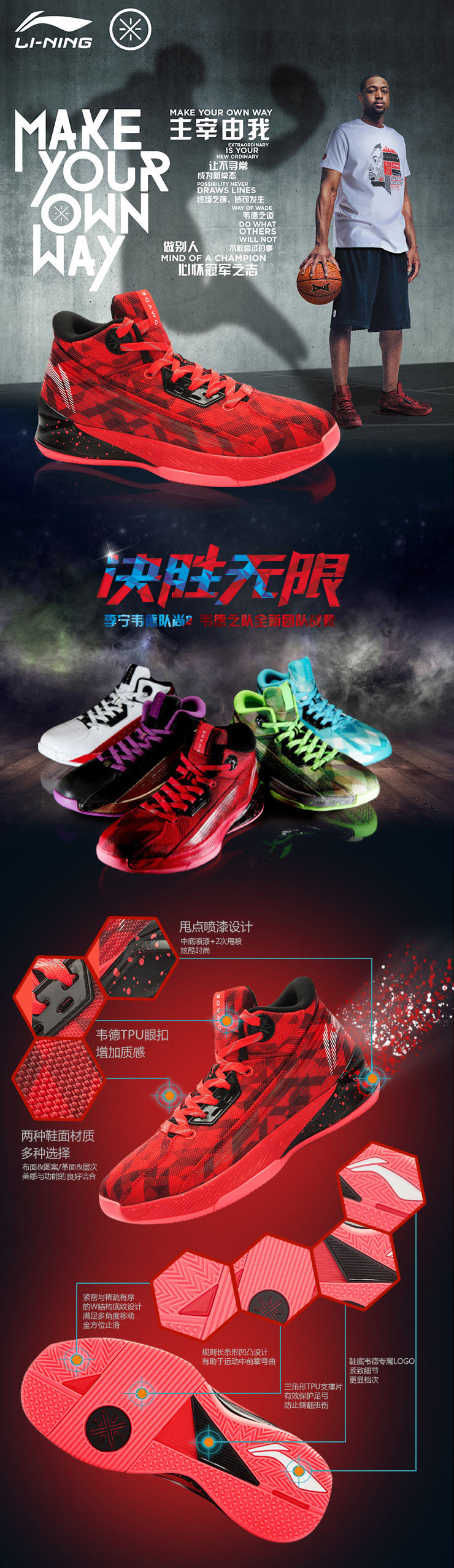Li-Ning Wade All In Team 2 - Tomato Red/Black Basketball Shoes