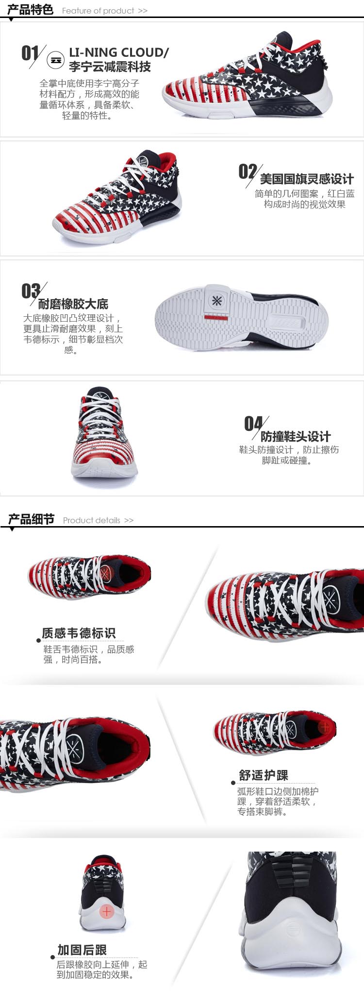 Li Ning Wade 2016 Spring New Basketball Culture Shoes - Ink blue/Red/White