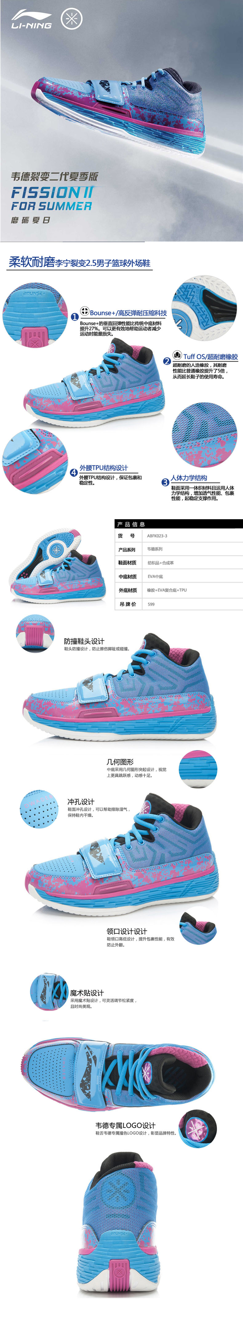 Li-Ning WoW 4 Wade Fission 2.5 - Blue/Purple/White